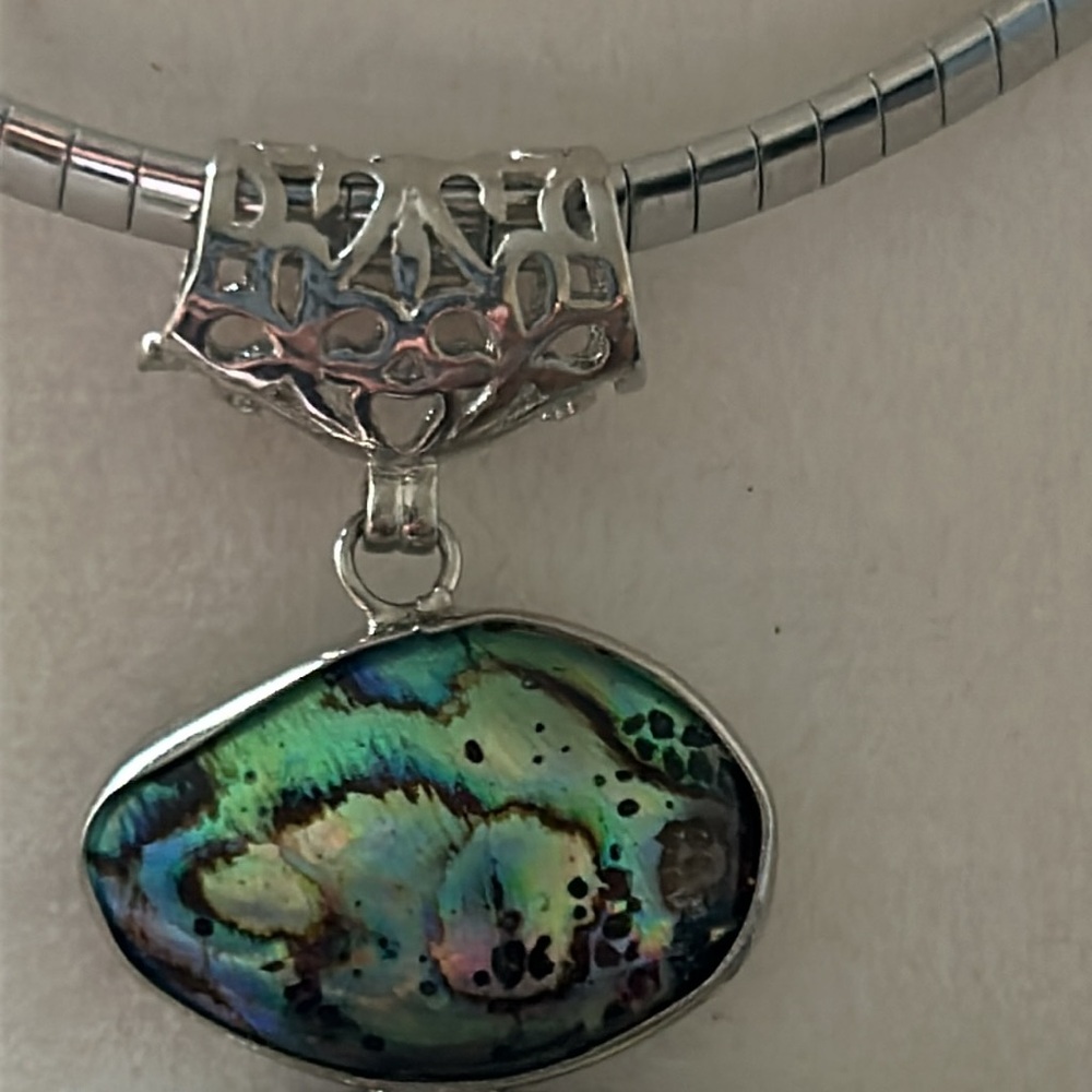 Natural Abalone Shell Double Sided Shells On Oval… - image 5